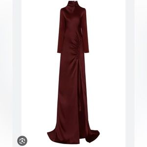LAPOINTE Satin Bias Tab Gown with Slit